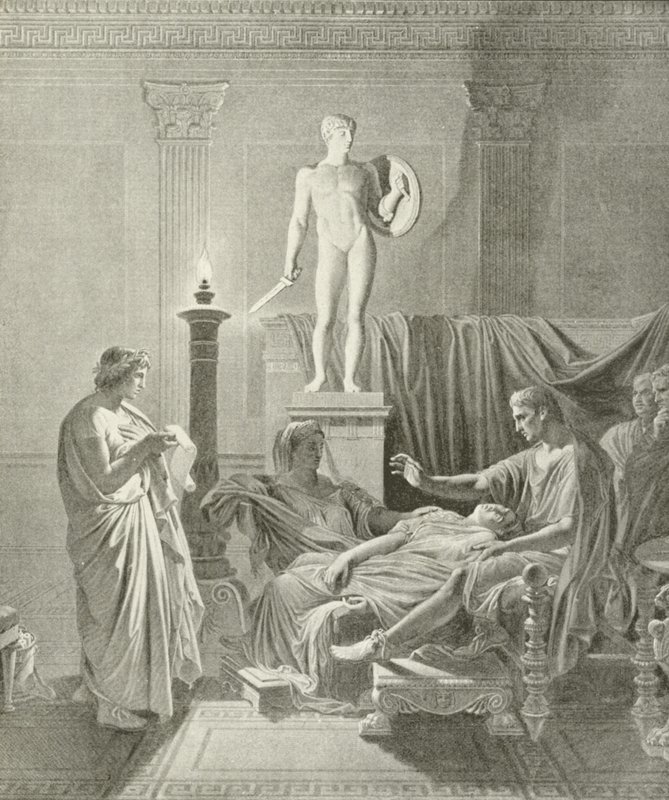 Octavia overcomme Vergilius versei által (mélynyomás) alkotó: Jean Auguste Dominique Ingres