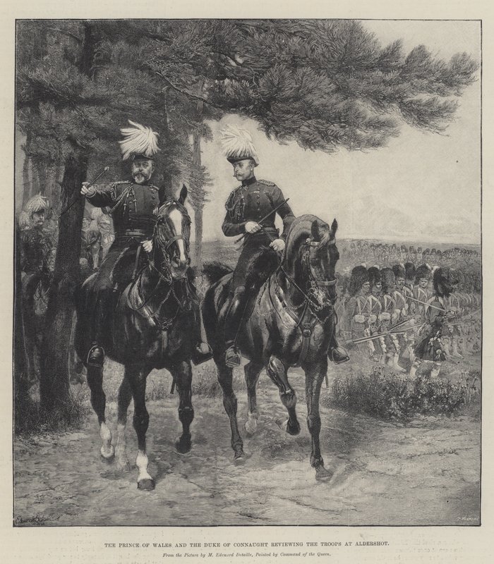 Wales hercege és Connaught hercege áttekinti az Aldershot-i csapatokat alkotó: Jean Baptiste Edouard Detaille