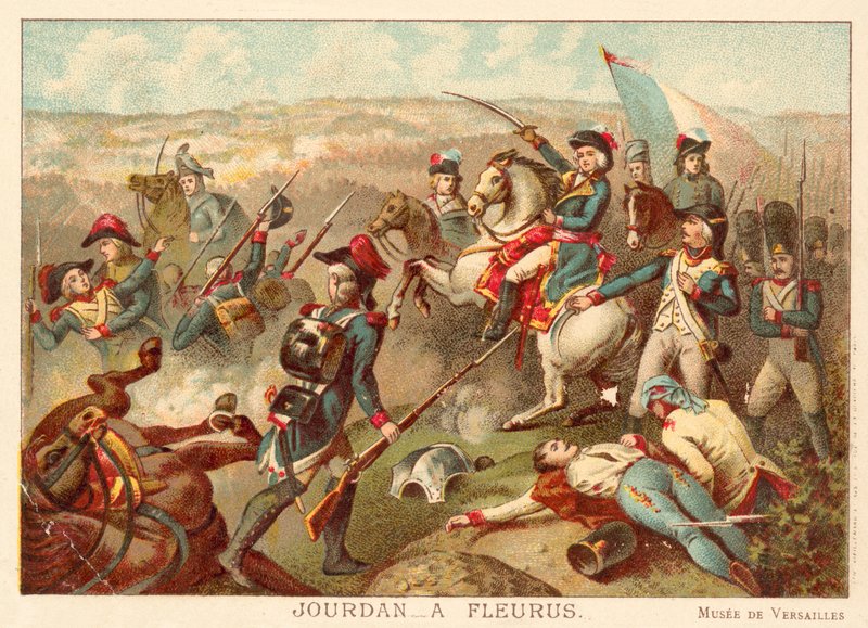 Jourdan tábornok a fleurusi csatában, 1794 (chromolitho) alkotó: Jean Baptiste Mauzaisse