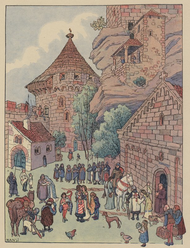 A Chevalier du Hohbarr indulása a keresztes hadjáratra (színes litho) alkotó: Jean Jacques Waltz