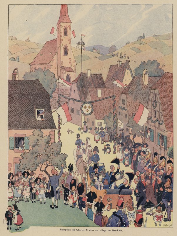 X. Károly francia király fogadása Bas Rhin egyik falujában, Elzászban alkotó: Jean Jacques Waltz
