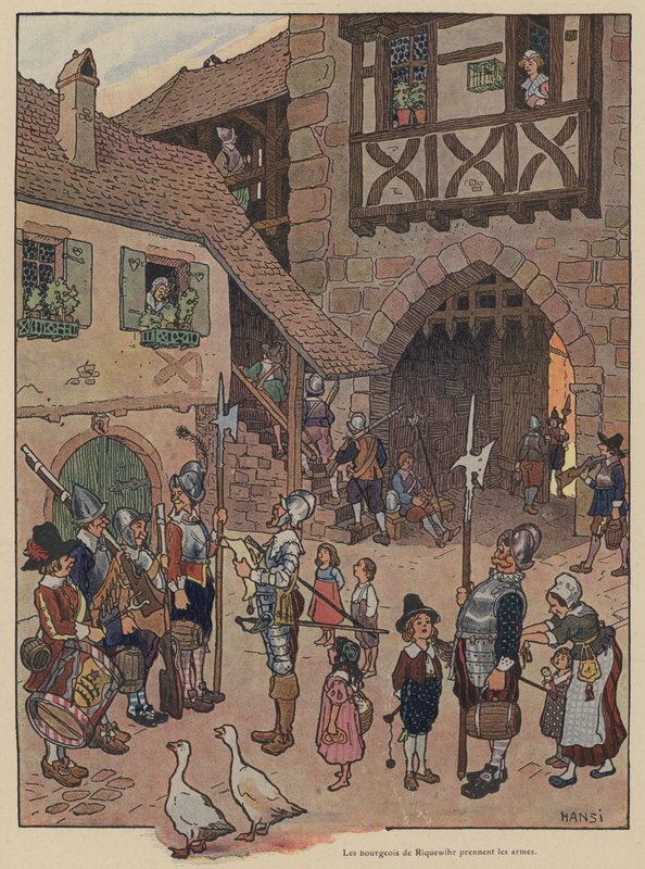Riquewihr polgárai fegyverre szólítottak (színes litó) alkotó: Jean Jacques Waltz