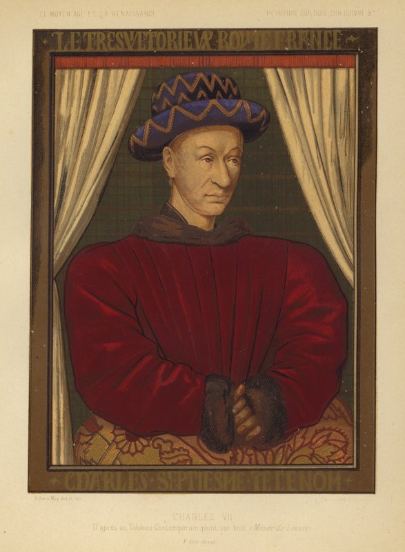 VII. Károly, Franciaország királya (chromolitho) alkotó: Jean (after) Fouquet