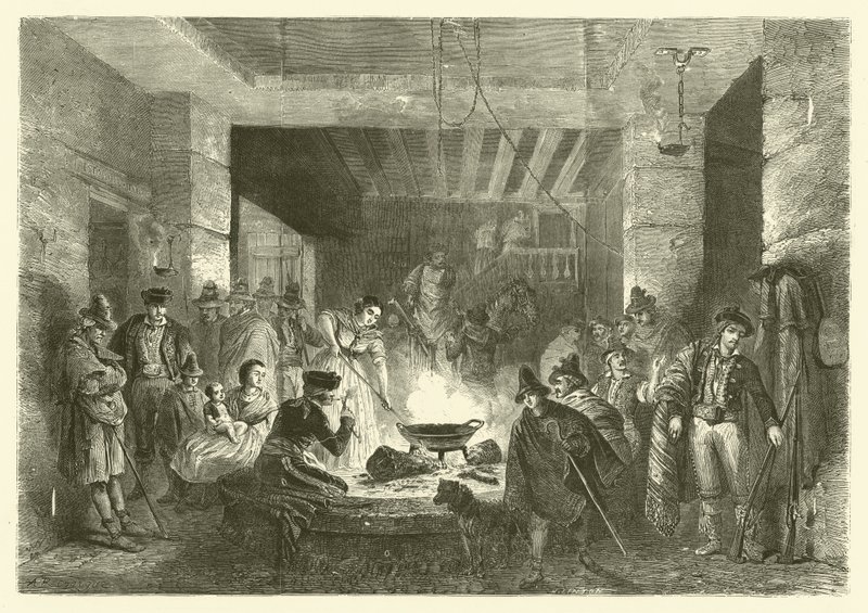 Posada, egy fogadó Sierra Nevadában, Spanyolországban (metszet) alkotó: Jean Antoine Valentin Foulquier