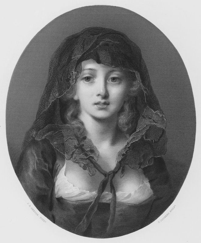 Egyszerűség (metszet) alkotó: Jean Baptiste (after) Greuze