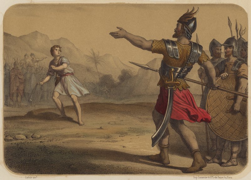 Góliát dacol Dáviddal alkotó: Jean Baptiste Auguste Leloir