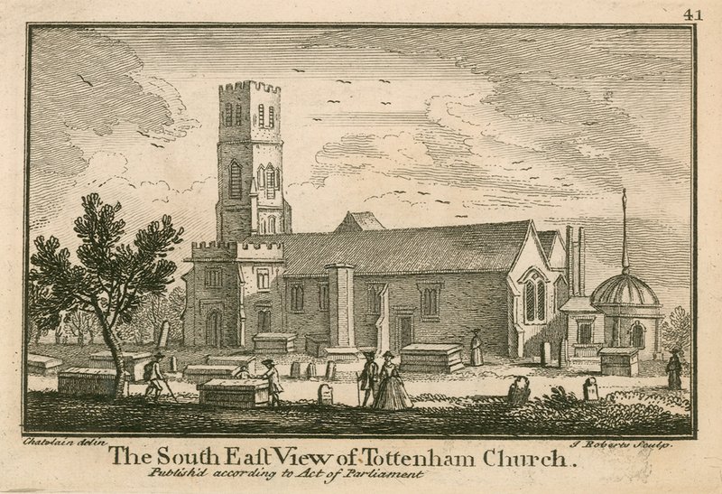A Tottenham Church délkeleti nézete, London alkotó: Jean Baptiste Claude Chatelain