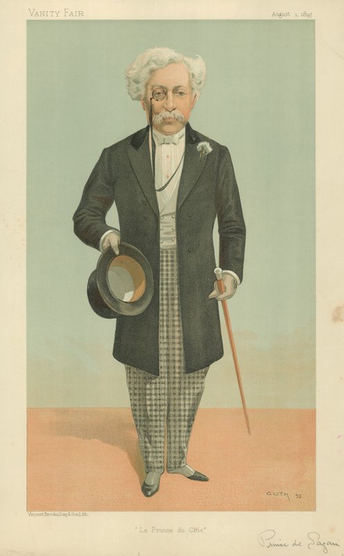 Le Prince de Sagan, Le Prince du Chic, 1895. augusztus 1., Vanity Fair rajzfilm alkotó: Jean Baptiste Guth