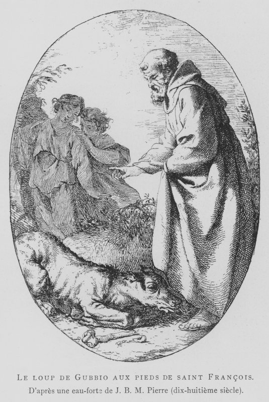Gubbio farkasa Assisi Szent Ferenc lábánál (fotó) alkotó: Jean Baptiste Marie (after) Pierre