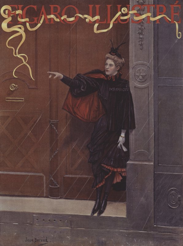 Pleut-il? (Esik az eső?). A Le Figaro Illustre borítója, 1893. november alkotó: Jean Beraud