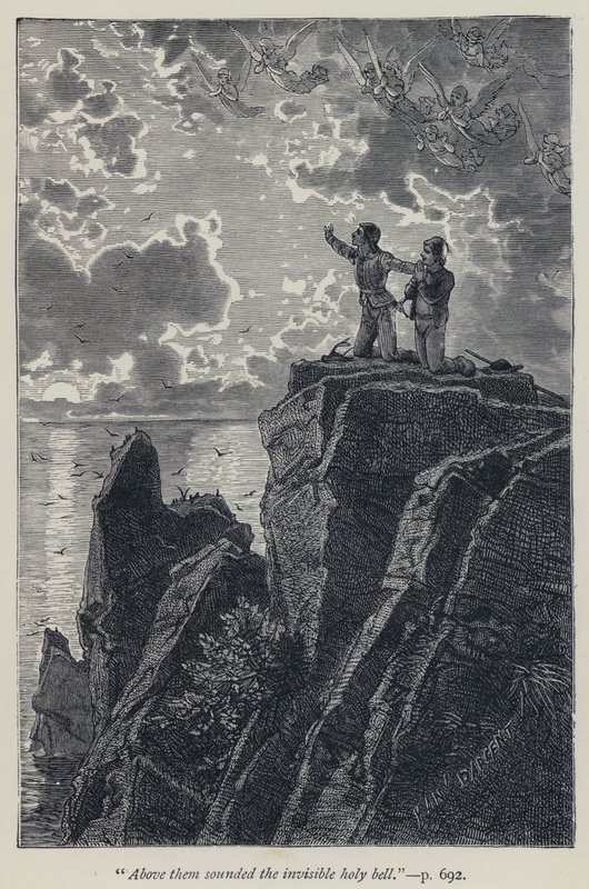 „Fölöttük megszólalt a láthatatlan szent harang” (metszet) alkotó: Jean Edouard Dargent