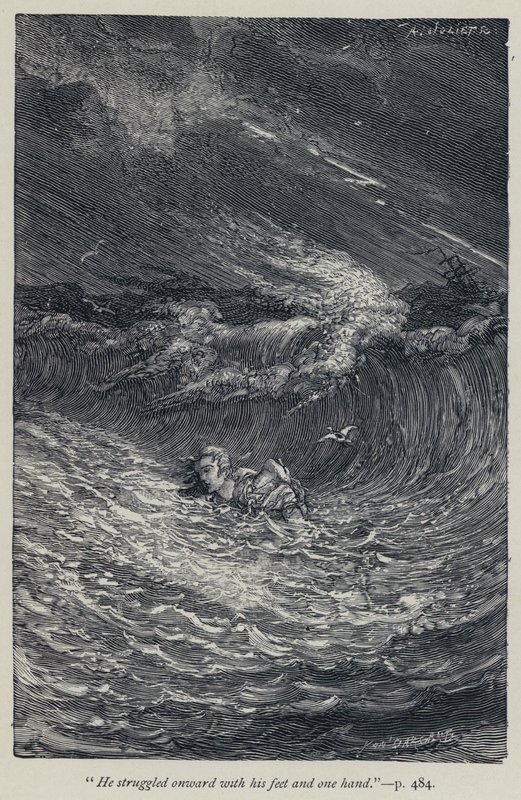"Lábával és egyik kezével küzdött tovább" (metszet) alkotó: Jean Edouard Dargent
