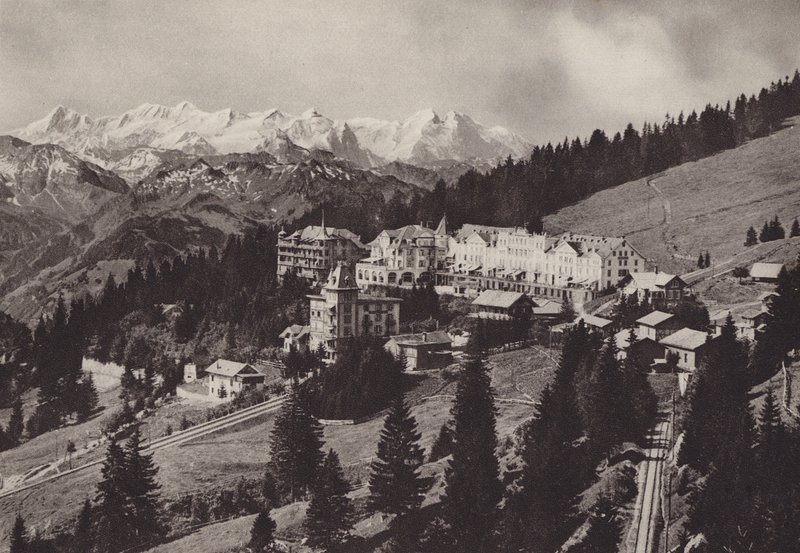 Grand Hotel, Rigi Kaltbad, a Vitznau Rigi Kulm fogaskerekű vasútnál (f/w fotó) alkotó: Jean Gaberell