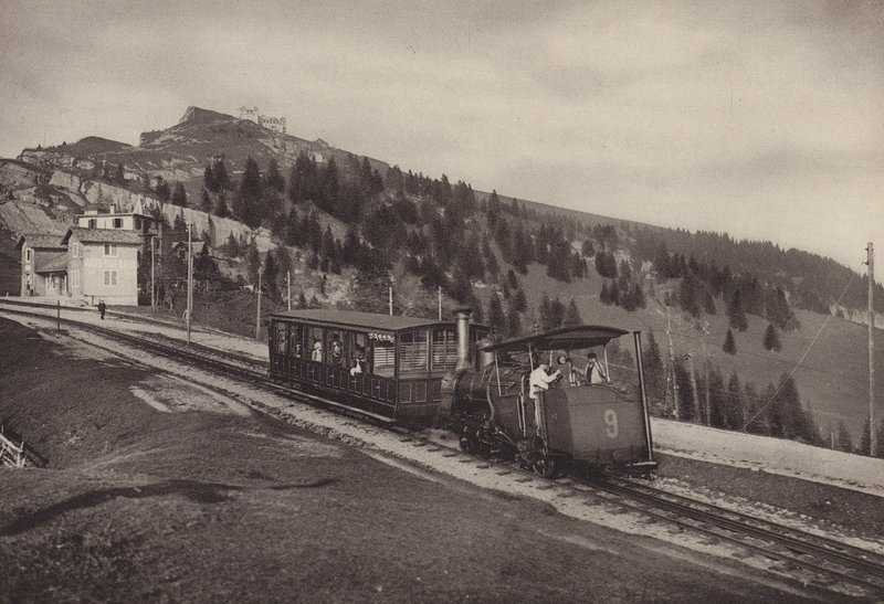 Vitznau Rigi Kulm, fogasvasút (f/w fotó) alkotó: Jean Gaberell