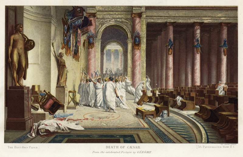 Caesar halála (chromolitho) alkotó: Jean Leon (after) Gerome