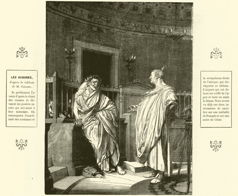 Két Augur, az ókori Róma papja (metszet) alkotó: Jean Leon (after) Gerome