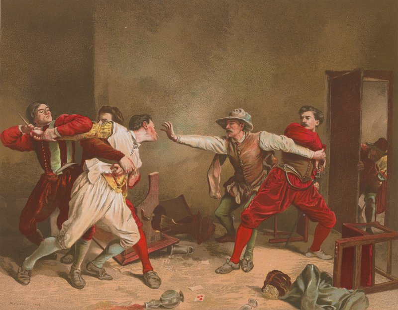A verekedés (chromolitho) alkotó: Jean Louis Ernest Meissonier