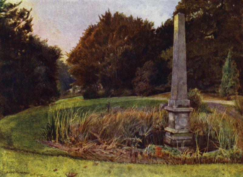 Chiswick-ház, Obeliszk a medencében (színes litó) alkotó: Jessie MacGregor