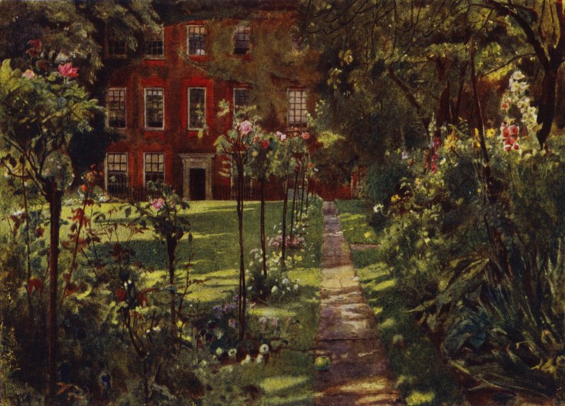 Walpole ház, kilátás a házra és a kertre (színes litho) alkotó: Jessie MacGregor