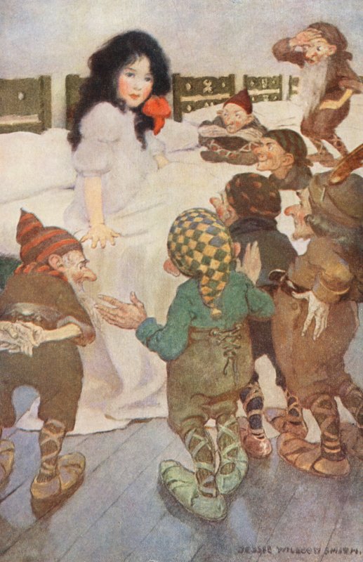 Hóvirág és a hét kis törpe (színes litográfia) alkotó: Jessie Willcox Smith