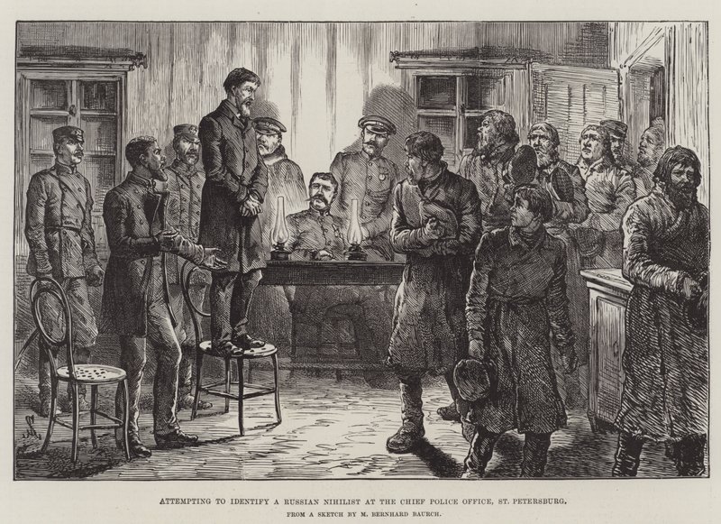 Megkísérelnek azonosítani egy orosz nihlistát a szentpétervári rendőrfőkapitányságon alkotó: Johann Nepomuk Schonberg