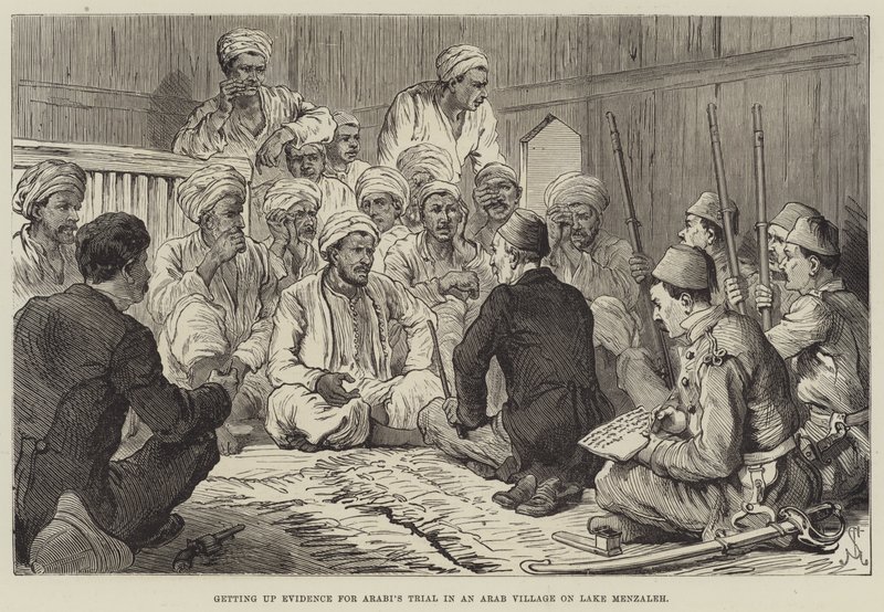 Bizonyítékok gyűjtése Arabi peréhez egy arab faluban a Menzaleh-tónál alkotó: Johann Nepomuk Schonberg