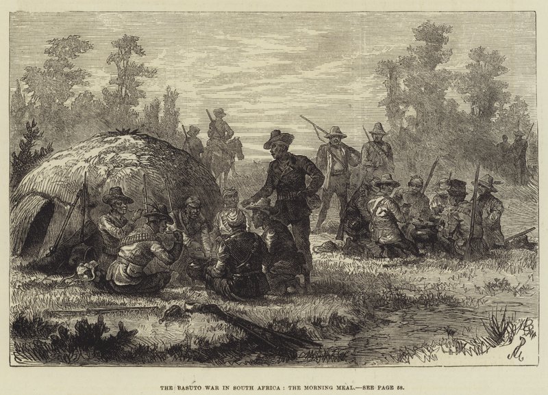 Basuto háború Dél-Afrikában, a reggeli étkezés alkotó: Johann Nepomuk Schonberg