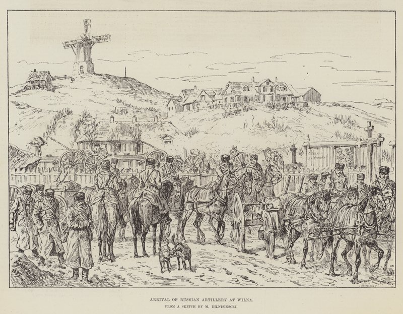 Az orosz tüzérség megérkezése Wilnába alkotó: Johann Nepomuk Schonberg