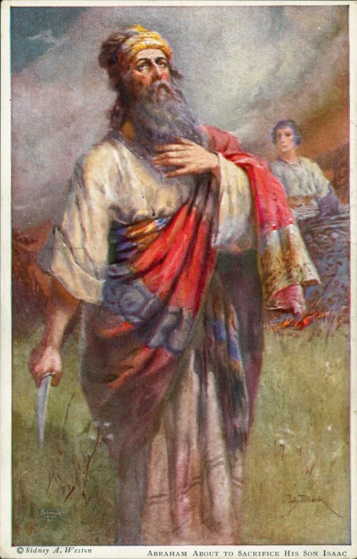 Ábrahám feláldozza fiát, Izsákot (színes litográfia) alkotó: Johannes Adolf Tillack