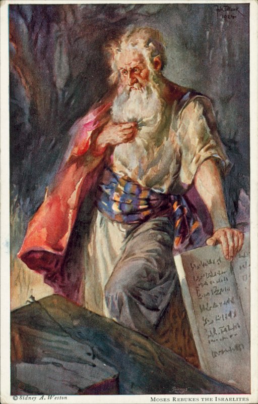 Mózes megdorgálja az izraelitákat (színes litográfia) alkotó: Johannes Adolf Tillack