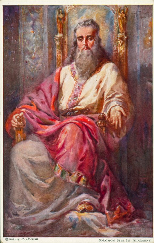 Salamon ül az ítélőszékben (színes litográfia) alkotó: Johannes Adolf Tillack