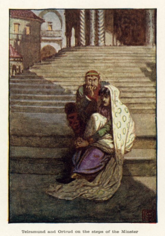 Telramund és Ortrud a Minster lépcsőjén alkotó: John Byam Liston Shaw