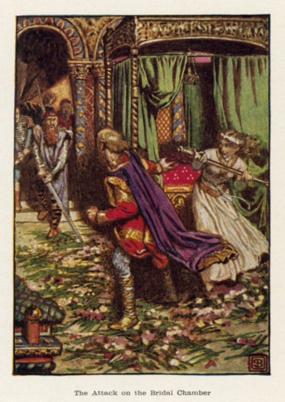 Támadás a menyasszonyi kamra ellen alkotó: John Byam Liston Shaw