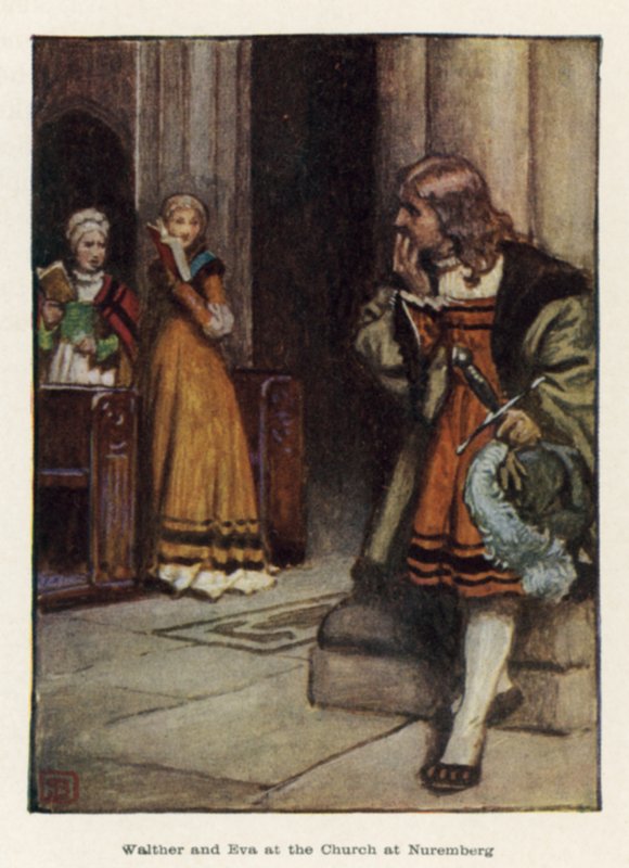 Walther és Éva a nürnbergi templomban alkotó: John Byam Liston Shaw