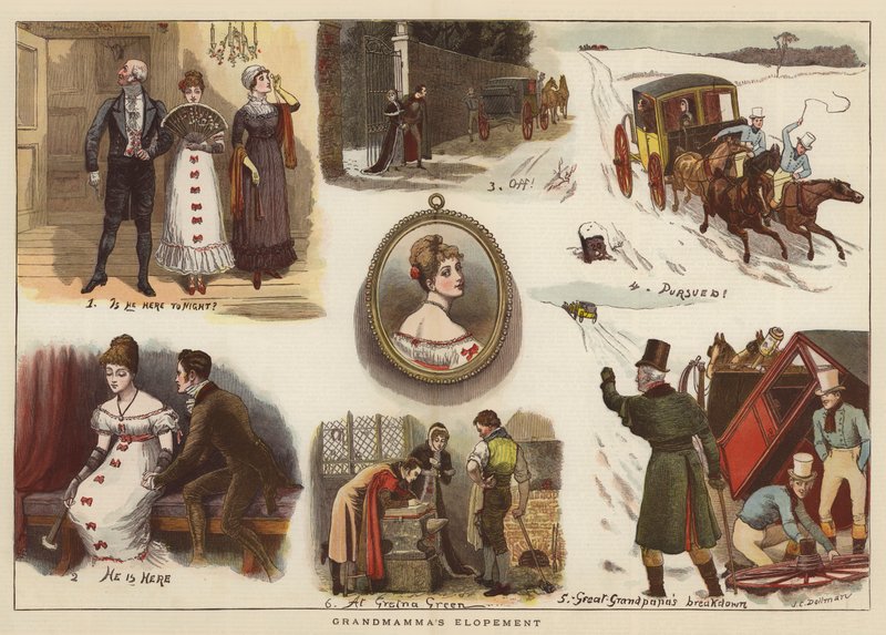 Nagymama szökése (chromolitho) alkotó: John Charles Dollman