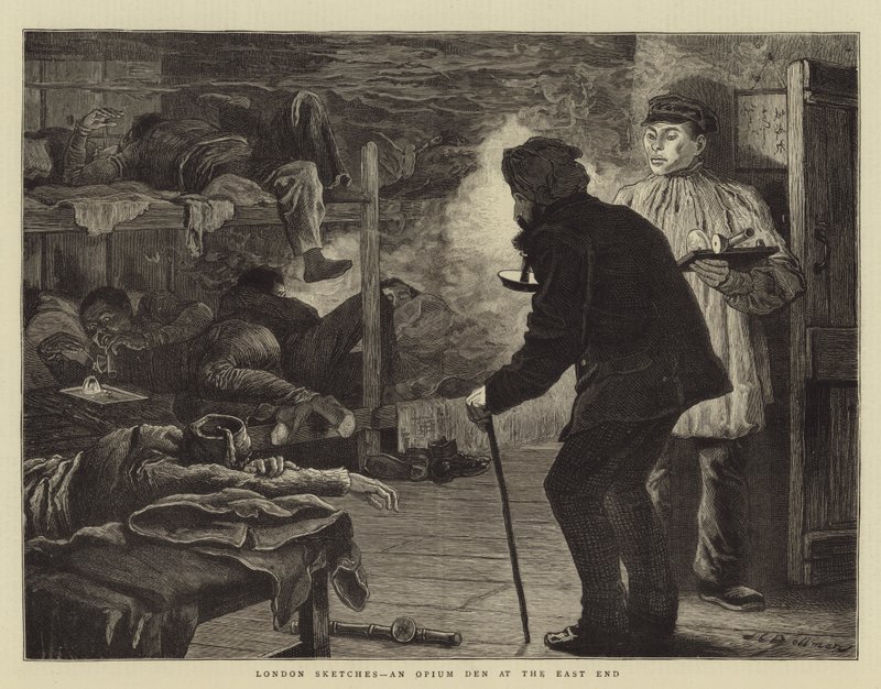 Londoni vázlatok, egy ópiumbarlang az East End-en alkotó: John Charles Dollman