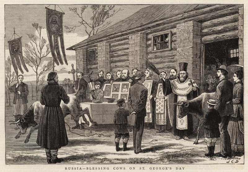 Oroszország, tehenek megáldása Szent György napján alkotó: John Charles Dollman