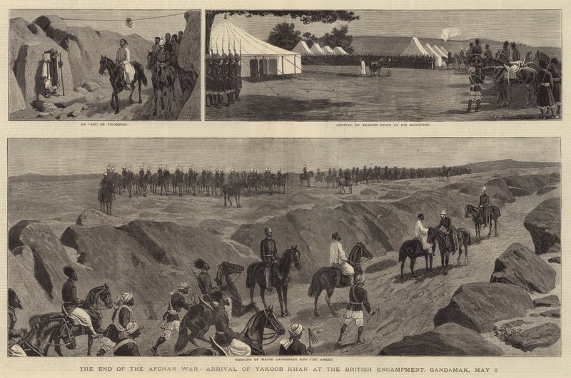 Az afgán háború vége, Yakoob Khan érkezése a brit táborba, Gandamak, május 8. alkotó: John Charles Dollman