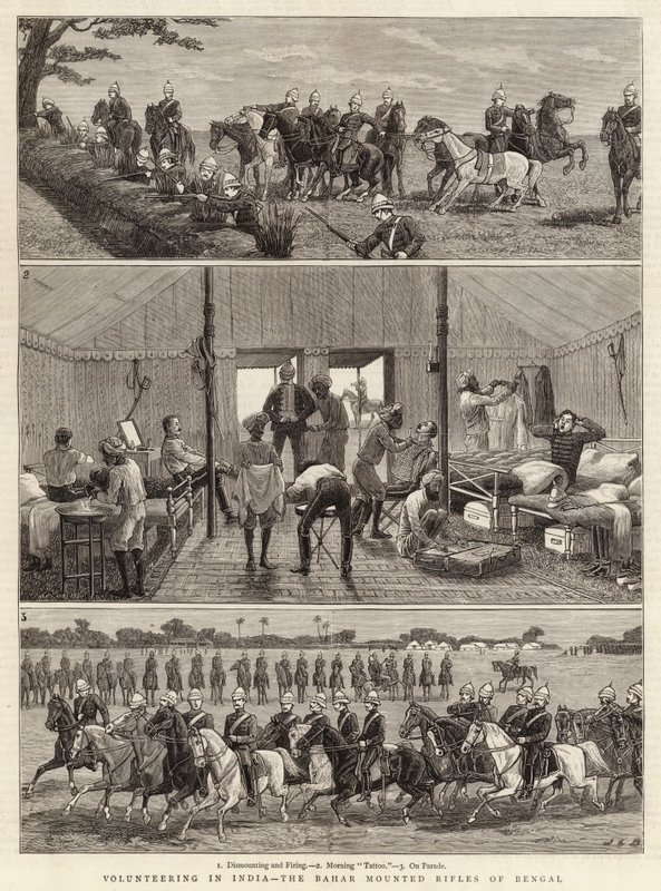 Önkéntesség Indiában, a Bahar Mounted Rifles of Bengal alkotó: John Charles Dollman