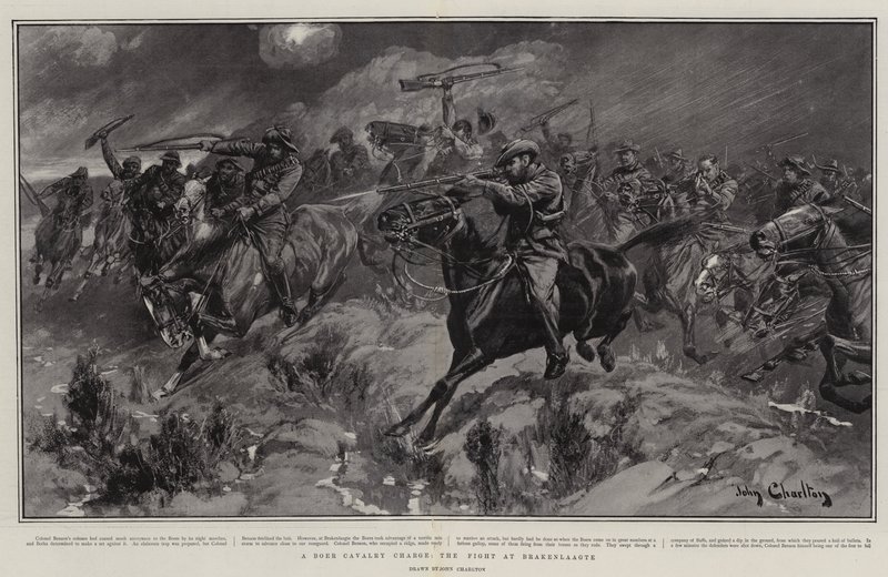 A búr lovassági roham, a brakenlaagtei harc alkotó: John Charlton