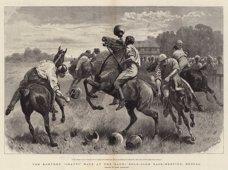 Az Earthen Chatti verseny a Baghi Polo-Club Race-Meetingen, Bengáliában alkotó: John Charlton
