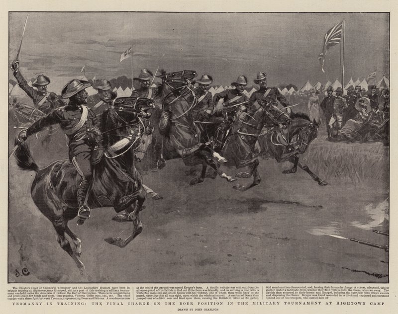 Yeomanry a kiképzésben, a búr pozíció utolsó töltése a katonai tornán a Hightown táborban alkotó: John Charlton