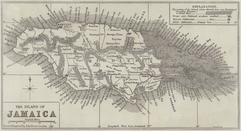 Jamaica szigetének térképe alkotó: John Dower