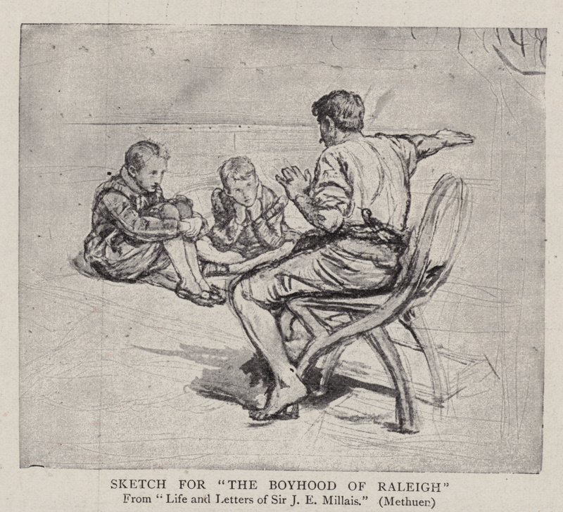 Vázlat a The Boyhood of Raleigh-hez alkotó: John Everett Millais