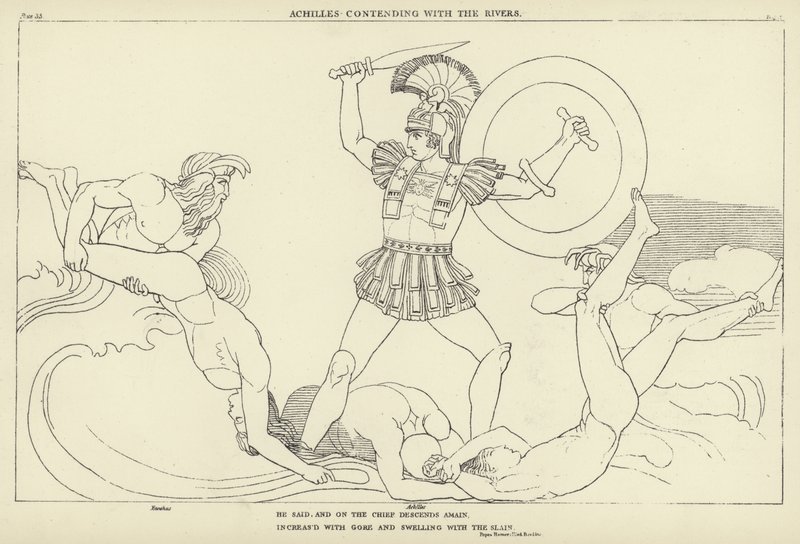 Akhilleusz küzd a folyókkal alkotó: John Flaxman