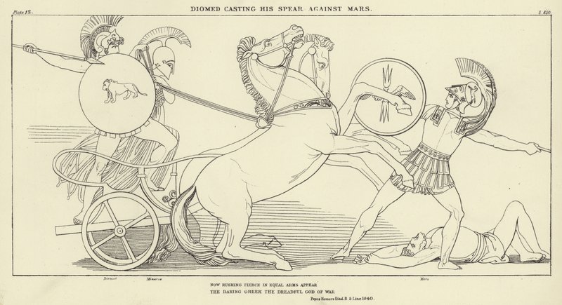Diomed lándzsáját a Mars ellen veti alkotó: John Flaxman