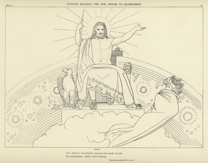 Jupiter a gonosz álmot küldi Agamemnónnak alkotó: John Flaxman