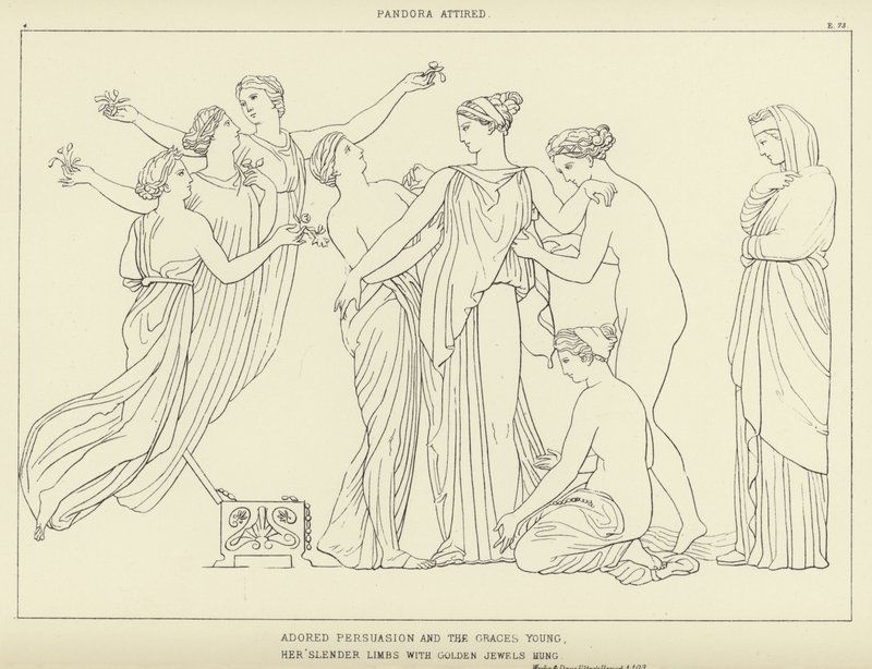 Pandora öltözékben alkotó: John Flaxman