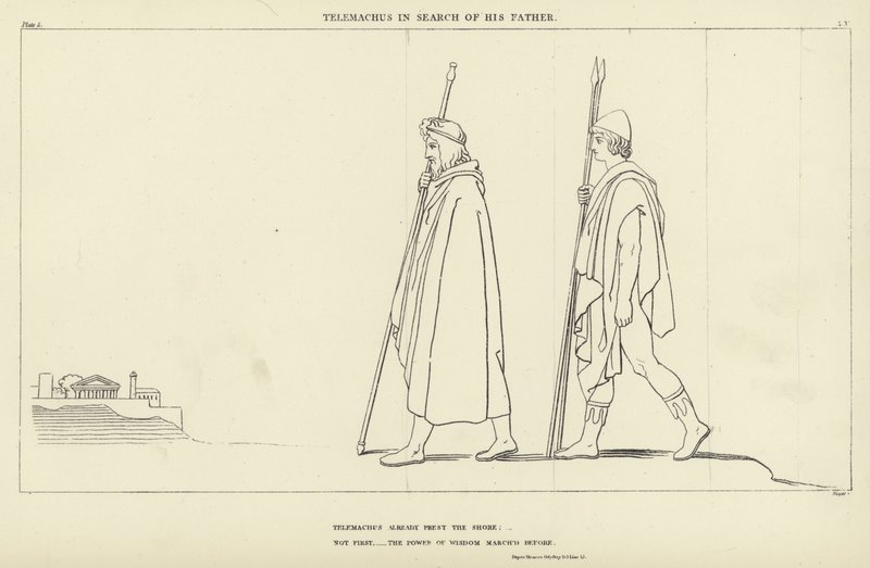 Telemachus apját keresi alkotó: John Flaxman
