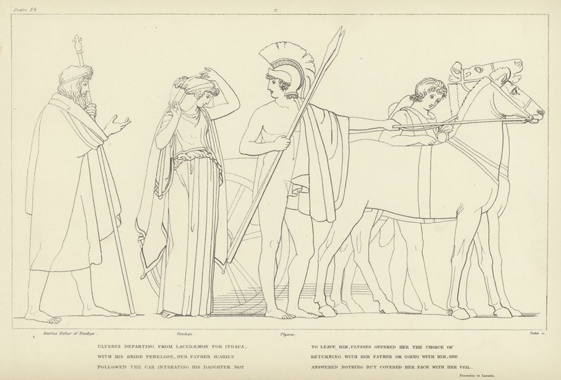 Odüsszeusz elindul Lacedaimónból Ithaka felé. alkotó: John Flaxman